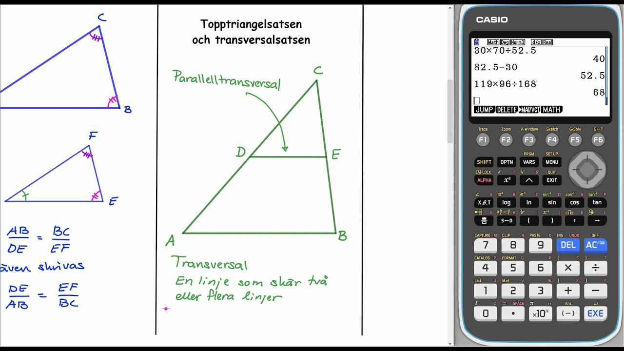 Genomgång Matematik 2 Topptriangelsatsen Och Transversalsatsen - YouTube