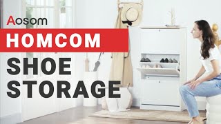 HOMCOM Modern Shoe Storage with 3 Flip Drawers and Adjustable Shelves | Aosom Canada