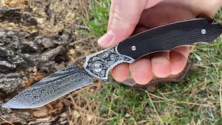 TACTICAL GEARZ Damascus Ebony EDC Pocket Knife, Kratos XT!