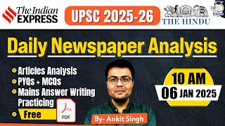 Daily Newspaper Analysis | 6 January 2025 | The Hindu Analysis \u0026 Indian Express Analysis | UPSC