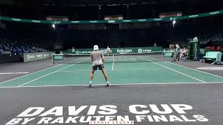 Alex De Minaur practice points vs. Jason Kubler and Kokkinakis (Court Level View - Davis Cup Finals)