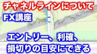 【FX講座】平行チャネルとは？トレンドラインを平行に引いて、エントリー、利確、損切りの目安にする。