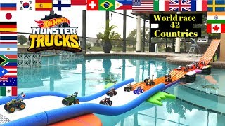 Hot Wheels Monster truck world race battle of the countries swimming pool edition tournament