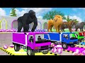 paint u0026 animals duck gorilla lion elephant cow sheep fountain crossing transformation animal cartoon