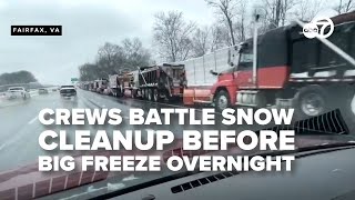 VDOT road crews battle snow and ice before overnight refreeze