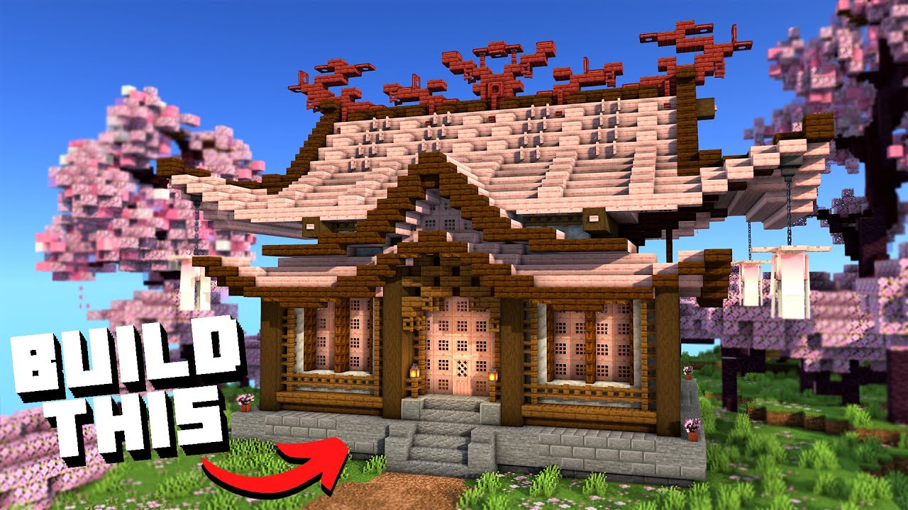 Cherry Blossom Japanese House - Minecraft Tutorial - YouTube