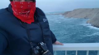 Amazing hurricane force wind (215 km/h) island Pag bridge 17.01.2017