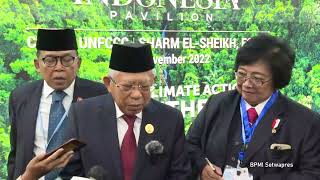 Momen Wapres K.H Ma'ruf Amin Kunjungi Paviliun Indonesia di COP27