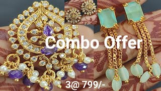 SMC 946 | Combo Offer | 3 @799/- | 7013932993 | Studs | Pendants | Earrings #samanthamanacreations