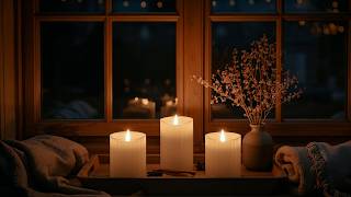 Deep Sleep Ambience — Quiet Window & Warm Candle Glow With Soft Piano & Night Ambience