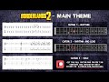 Borderlands 2 - Main Menu Theme Tutorial | Full Tabs - Guitar Lesson (Guitar Pro)