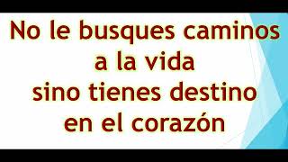 No les busques caminos a la vida sino tienes destino en el corazón