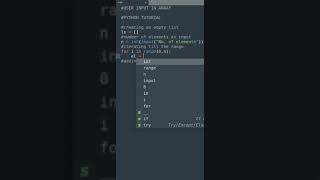 PYTHON TUTORIAL : USER INPUT IN ARRAY #shorts #array #python