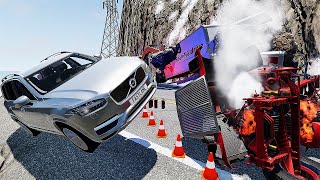 Cars VS  DANGEROUS CLİFF #15 Steep Slopes Mountain Road - Don't Stop - BeamNG Drive