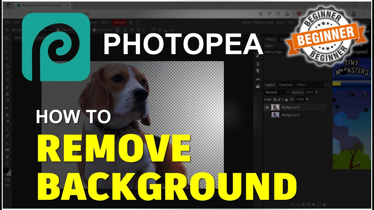 Photopea How To Remove Background Tutorial - YouTube