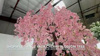 ShopWildThings Faux Cherry Blossom Tree with Pink Flowers - Giant Sideswept Design to Make Arches