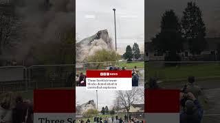 Scottish tower blocks demolished in controlled explosion. #Scotland #BBCNews