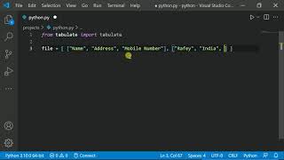 How to create Table in Python | Python projects for beginners
