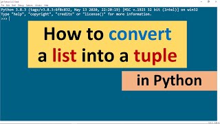 How to Convert a List into a Tuple in Python