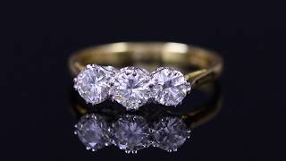 ANTIQUE EDWARDIAN 18CT GOLD PLATINUM DIAMOND TRILOGY RING CIRCA 1905