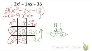 Factoring Trinomials using Tic Tac Toe Method