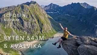 Lofoten: bester Blick auf die Kvalvika Bucht - Wanderung auf den Ryten (543m) | Hike to Ryten