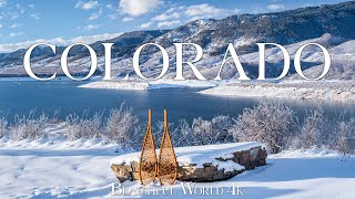 Colorado 4K - Winter Wonderland with Snowy Peaks and Frosty Forests - Relaxing Music