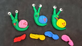 Snail clay art for kids, Making colourful animal shapes from clay, clay modelling for kid, plastelin