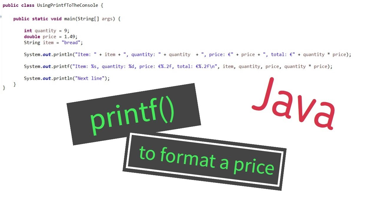 Java Using The Printf Method To Format A Price Youtube