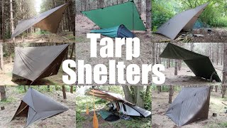 The Tarps I use for Bushcraft and Wild Camping.  My Top Five Tarp Shelter Set-ups.
