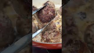 Jumbo mozzarella stuffed meatballs