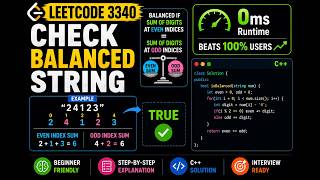 100% Runtime ⚡ LeetCode 3340 | Check Balanced String | Easy Solution