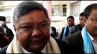 Nongthymmai MLA Charles Pyngrope (TMC) speaks after filing nominations at DC's office, on Feb 6