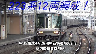 223系12両編成！W22編成+V28編成新快速姫路行き　駅列車特集　JR京都線　京都駅　その8