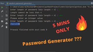 Learn to build random password generator in 5 mins using python | Flowchart | Code