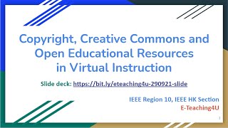 Copyright, Creative Commons and Open Educational Resources in Virtual Instruction