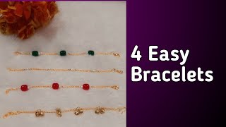 4 ideas ❤️ bracelets ||4 easy beginners bracelets ||4 प्रकार चे ब्रेसलेट्स ||easy bracelets