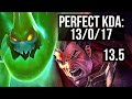 ZAC vs DARIUS (TOP) | 13/0/17, Legendary, Rank 8 Zac, 300+ games | TR Grandmaster | 13.5