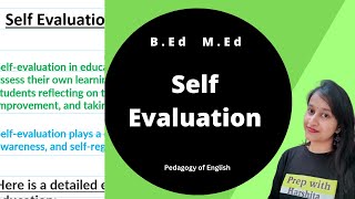 Self Evaluation | Pedagogy of English