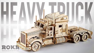 Truck Made of Wood Speed Build. Heavy Truck MC502 Robotime | Rokr. 3D Wooden Puzzle | ASMR