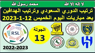 ترتيب الدوري السعودي وترتيب الهدافين ونتائج مباريات اليوم الخميس 12-1-2023 الجولة 13