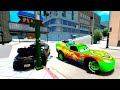 crazy escape from giant four heads monster truck miss fritter vs lightning mcqueen beamng.drive