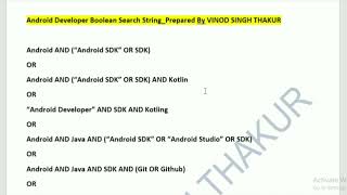 Android Developer Boolean Search String Notes |