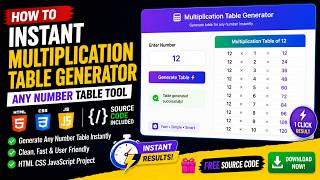 Instant Multiplication Table Generator | Any Number Table Tool | HTML CSS JavaScript Source Code