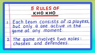 RULES OF KHO KHO | FIVE RULES OF KHO KHO | 5 RULES OF KHO KHO | IN ENGLISH