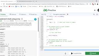Implement Stack Using Array | Coding Round Question | Geek For Geek Platform