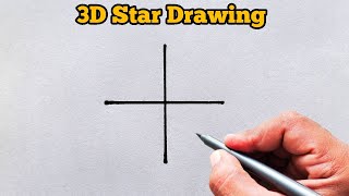 How to draw 3D star from + | Easy star drawing for beginners | Star drawing