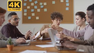 Office Work - People Working As A Team / Group Meeting | Business 4K Footage Free Download