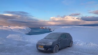 North Cape Norway in winter, in a Ford Fiesta