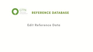 Reference Database: Edit Reference Data